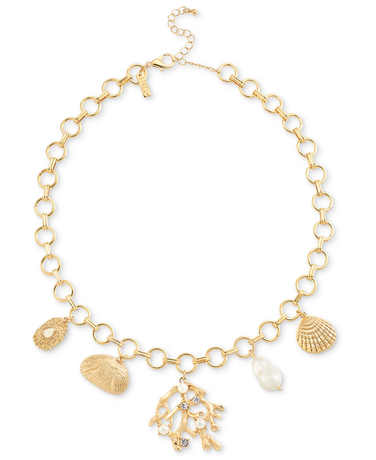 Gold-Tone Crystal & Imitation Pearl Sea Life Charm Statement Necklace, 20-1/2" + 3" extender, Exclusively at Macy's - Ye