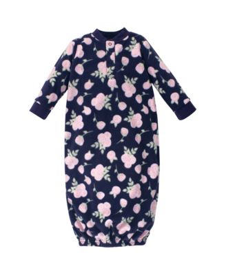 Baby Girls Hudson Fleece Long-Sleeve Gowns 3pk, Navy Rose, 0-6 Months