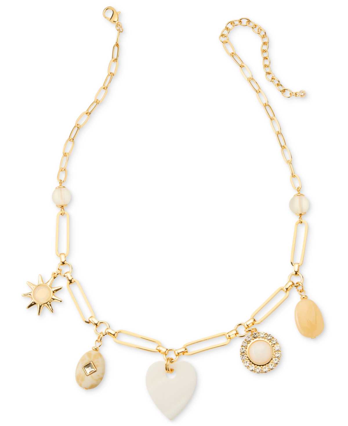 Gold-Tone Mixed Stone Charm Statement Necklace, 18" + 3" extender, Exclusively at Macy's - Multi