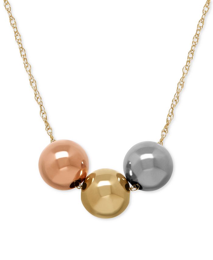 Tri-Tone Ball Cluster Necklace Dainty Necklace