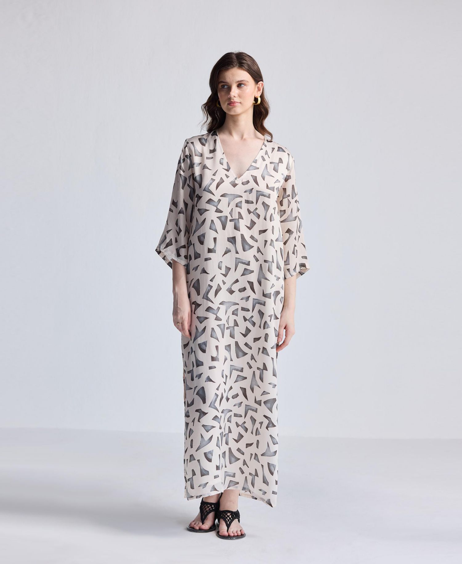 Women's Maxi Dress with Side Slits in Mosaic