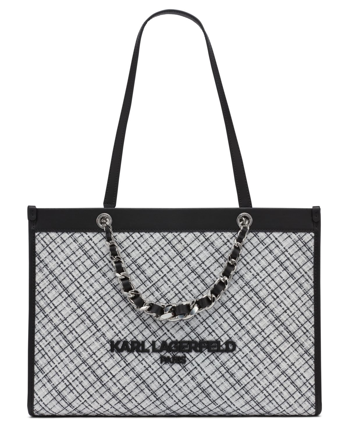 Karl Lagerfeld Savoie Large Tote Bag In Black,white