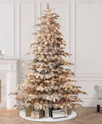 Puleo 7.5FT Pre-lit Arctic Fir Flocked Artificial Christmas Tree