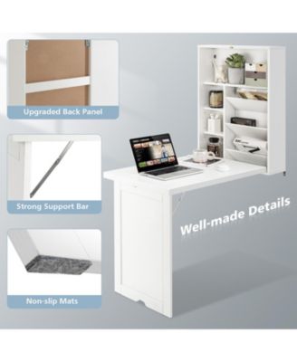 Wall Mounted Fold-Out Convertible Floating Desk Space Saver