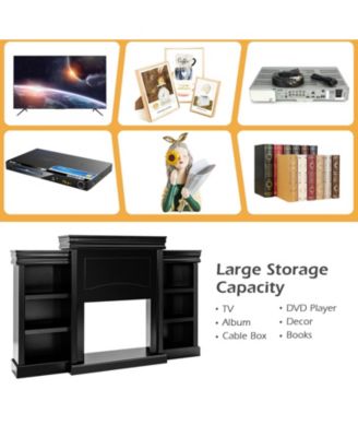 70 Inch Modern Fireplace Media Entertainment Center with Bookcase