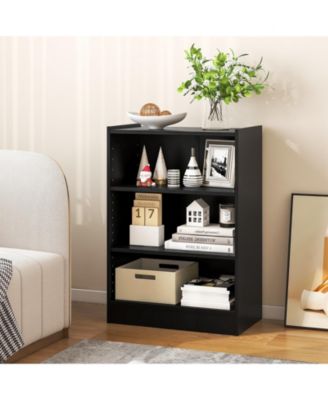 3-Tier Bookcase Open Display Rack Cabinet with Adjustable Shelves