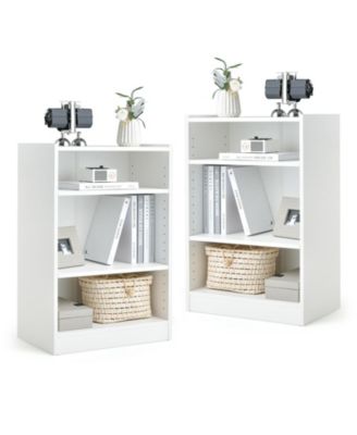 3-Tier Bookcase Open Display Rack Cabinet with Adjustable Shelves