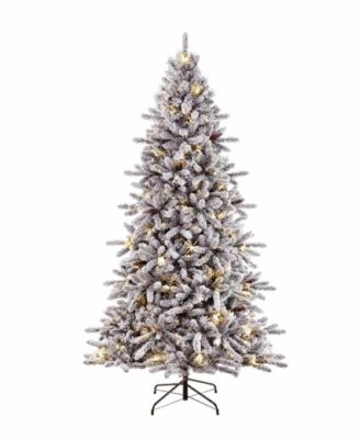 Puleo - 6.5 ft. Pre-Lit Flocked &iquest;Birmingham Fir Artificial Christmas Tree with 350 UL-Listed Lights