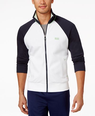 Hguo Boss Green Men's Full-Zip Colorblocked Knit Jacket