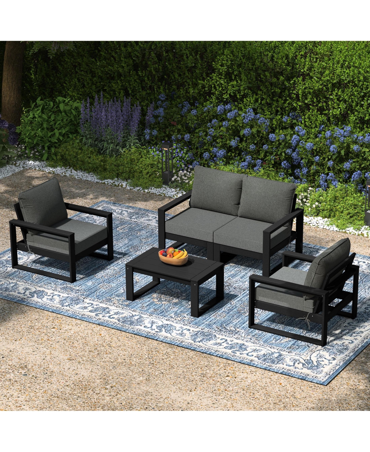 Piece Modern Hdpe Outdoor Patio Furniture Sofa Conversation Set with Coffee Table