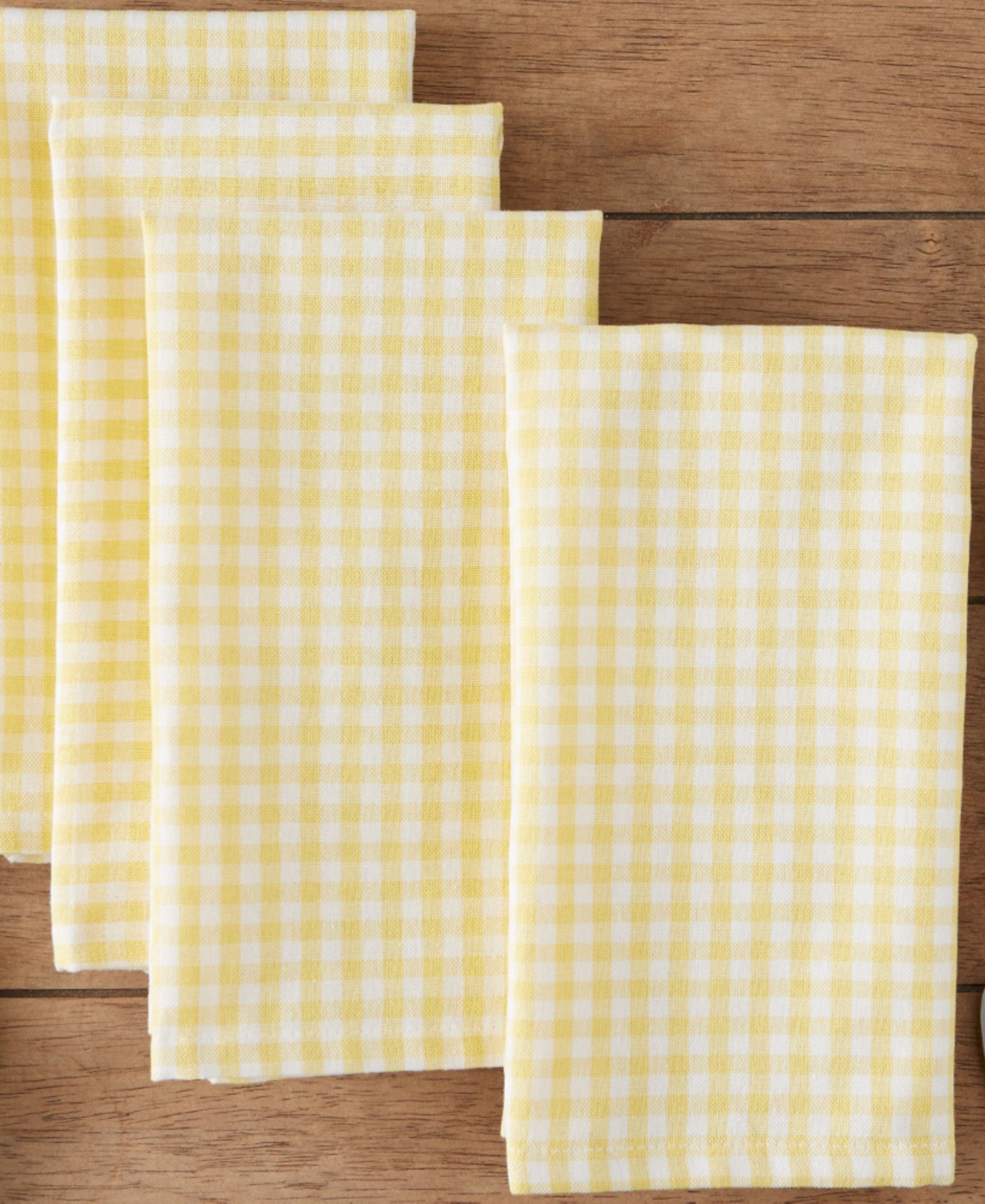 Design Imports Sundress Yellow Gingham Cotton Napkins, Set Of 4 In Yellow