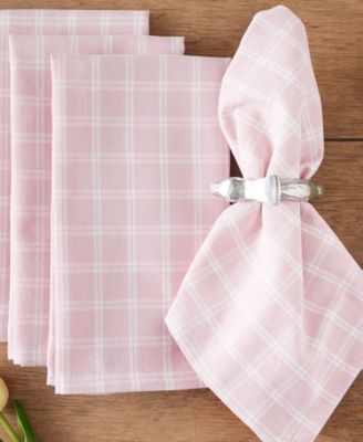 Lilac Windowpane Plaid Cotton Napkins, Set of 4