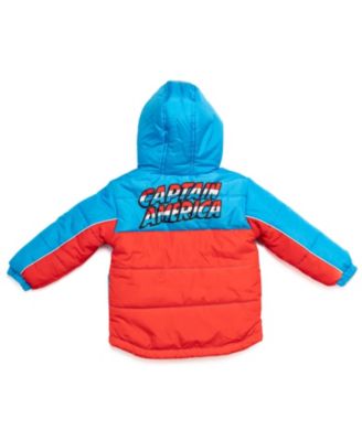Toddler Boys Marvel Captain America Zip Up Winter Coat Puffer Jacket