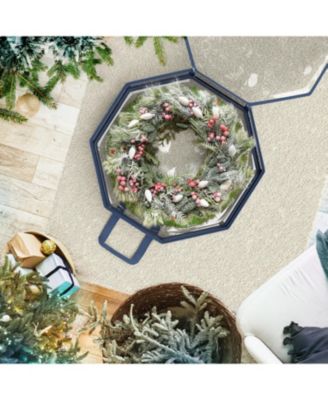 Wreath Storage Container - Clear Christmas Wreath Storage Bag, Dual Zipper and Handles - 36" Premium Wreath Storage Organizer Box - 2 Pack