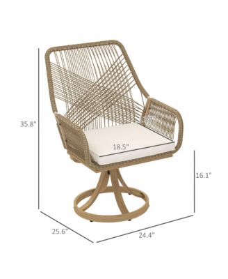 Patio Swivel Chairs Set of 2, Rat Dining Chairs with Cushions