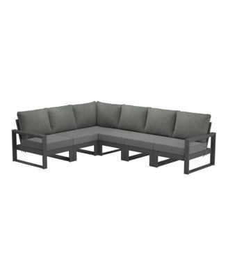 6-Piece Outdoor L-Shaped Patio Corner Sectional Sofa Conversation Set