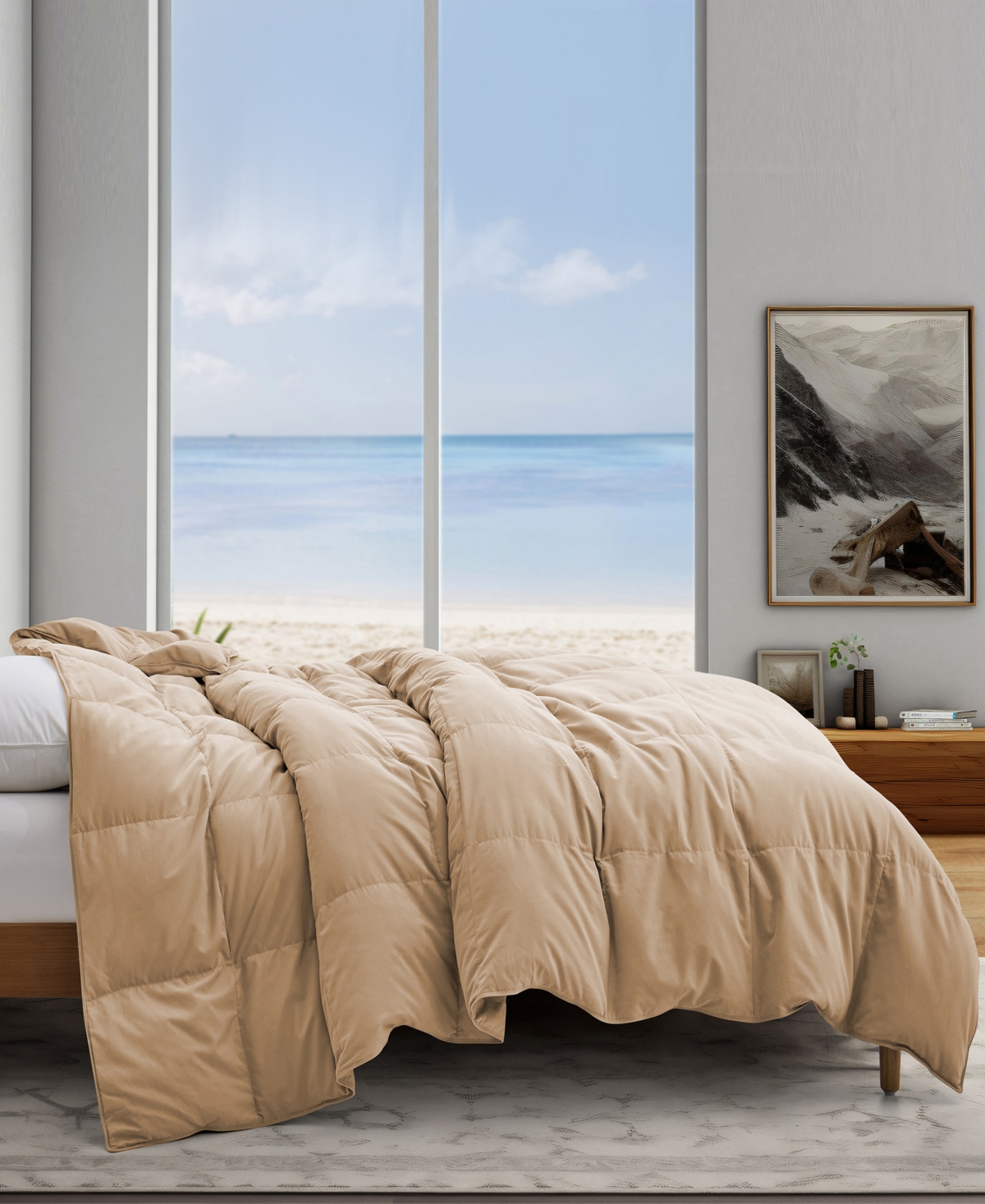 Unikome Noiseless Lightweight Goose Feather Down Comforter, Full/queen