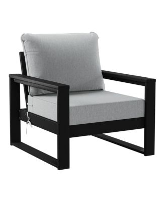 Outdoor Modern 3-Piece HDPE Patio Sofa Set with Side Table