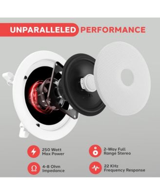 PDIC60 6.5" In-Wall/In-Ceiling 2-Way Stereo Speakers - Flush Mount, White, Pair