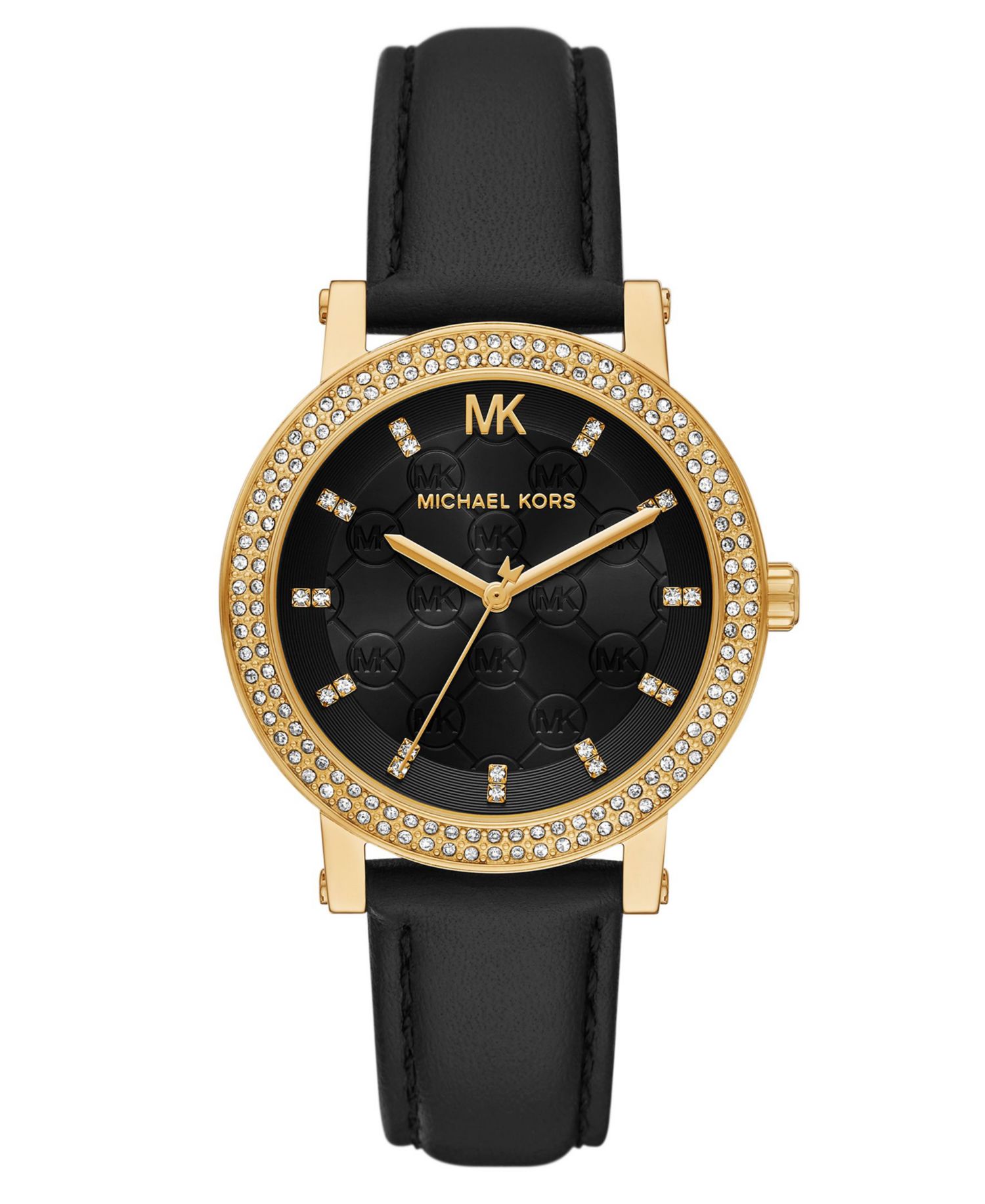 Women's Corey Three-Hand Black Leather Watch, 38mm