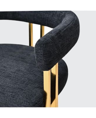 Set of 3 Counter Stools – Chenille Upholstered with Metal Legs