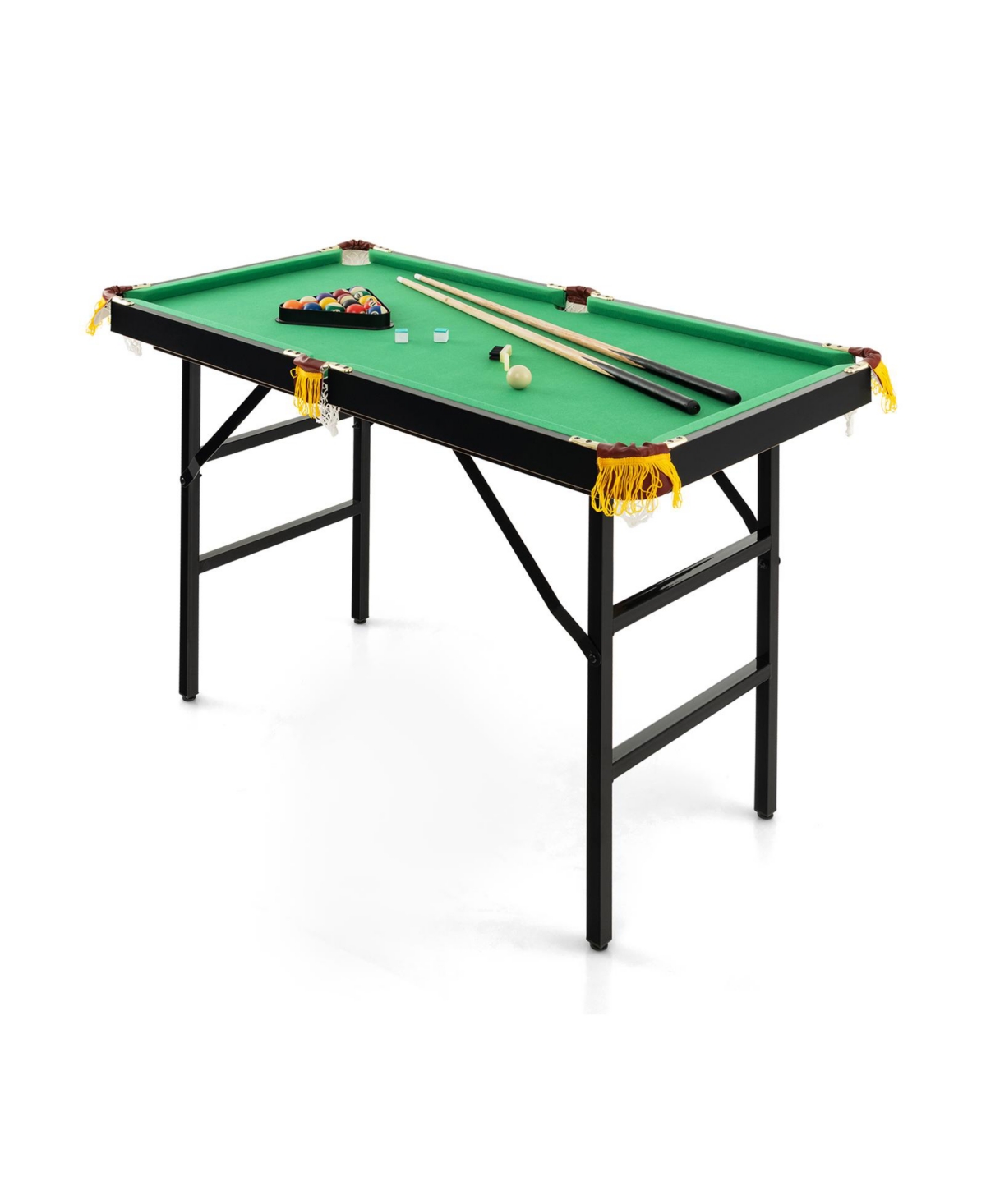 47 Inch Folding Billiard Table with Cues and Brush Chalk - Green