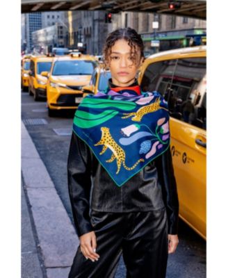 Double Sided Wool Silk Scarf Of Jungle Night