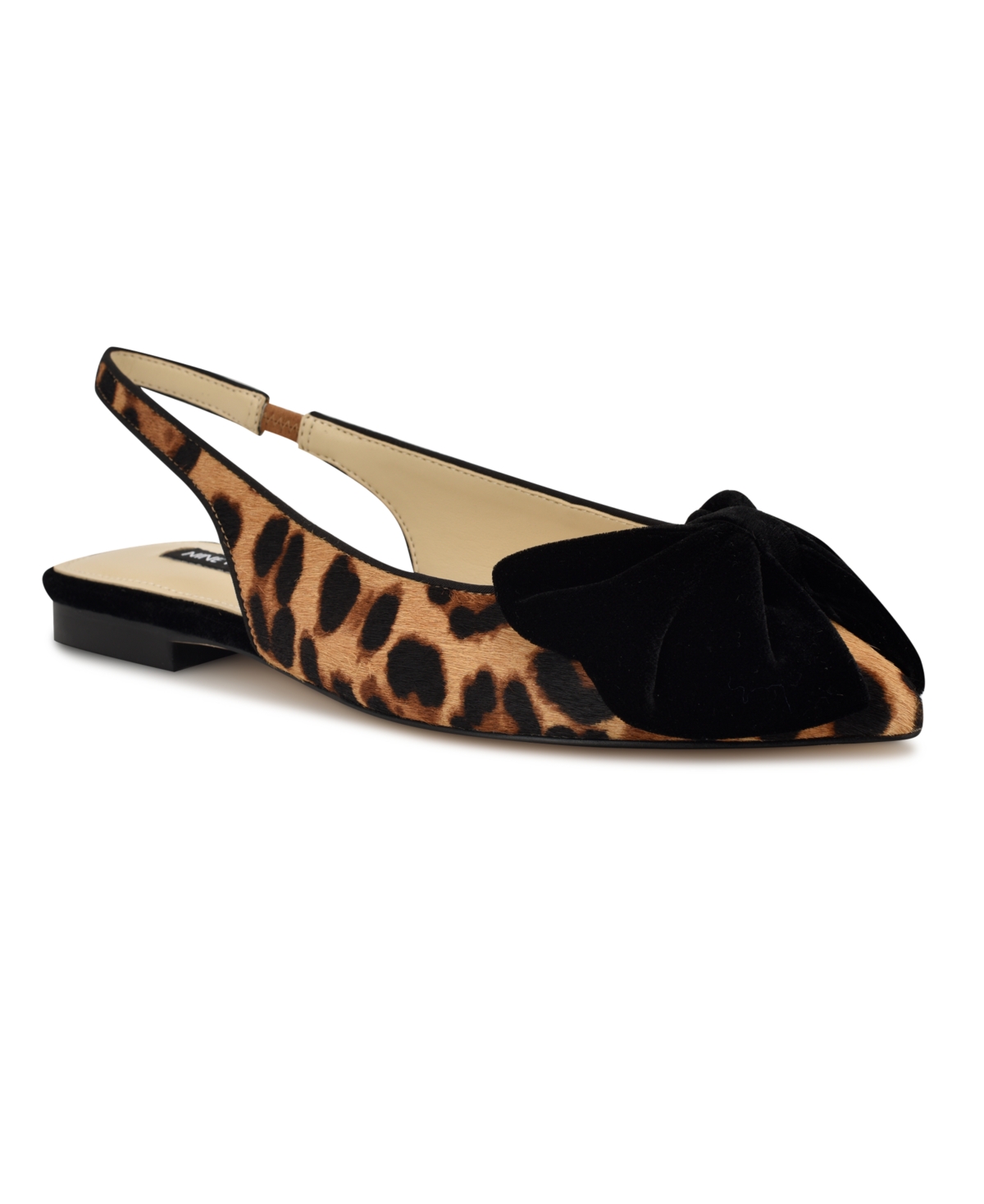 Shop Nine West Women's Junnie Bow Slingback Dress Flats In Leopard