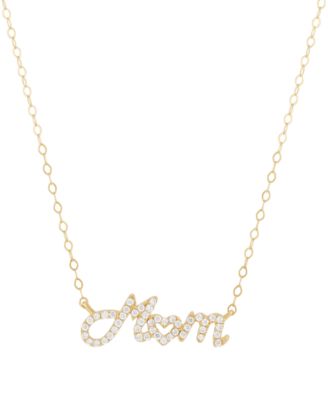 Macy's - Diamond Mom Heart 18" Pendant Necklace (1/5 ct. t.w.) in 14k Gold-Plated Sterling Silver