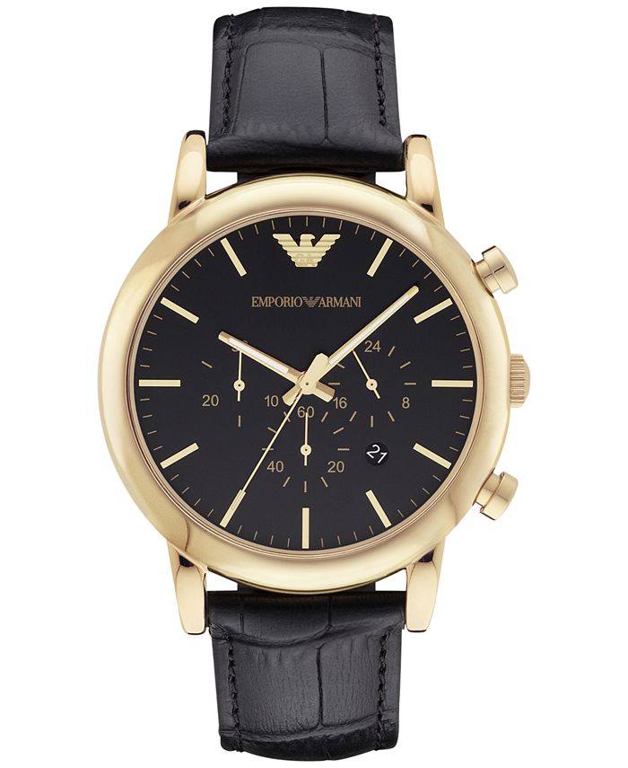 Emporio Armani Men's Luigi Chronograph Black Leather Strap Watch 46mm ...