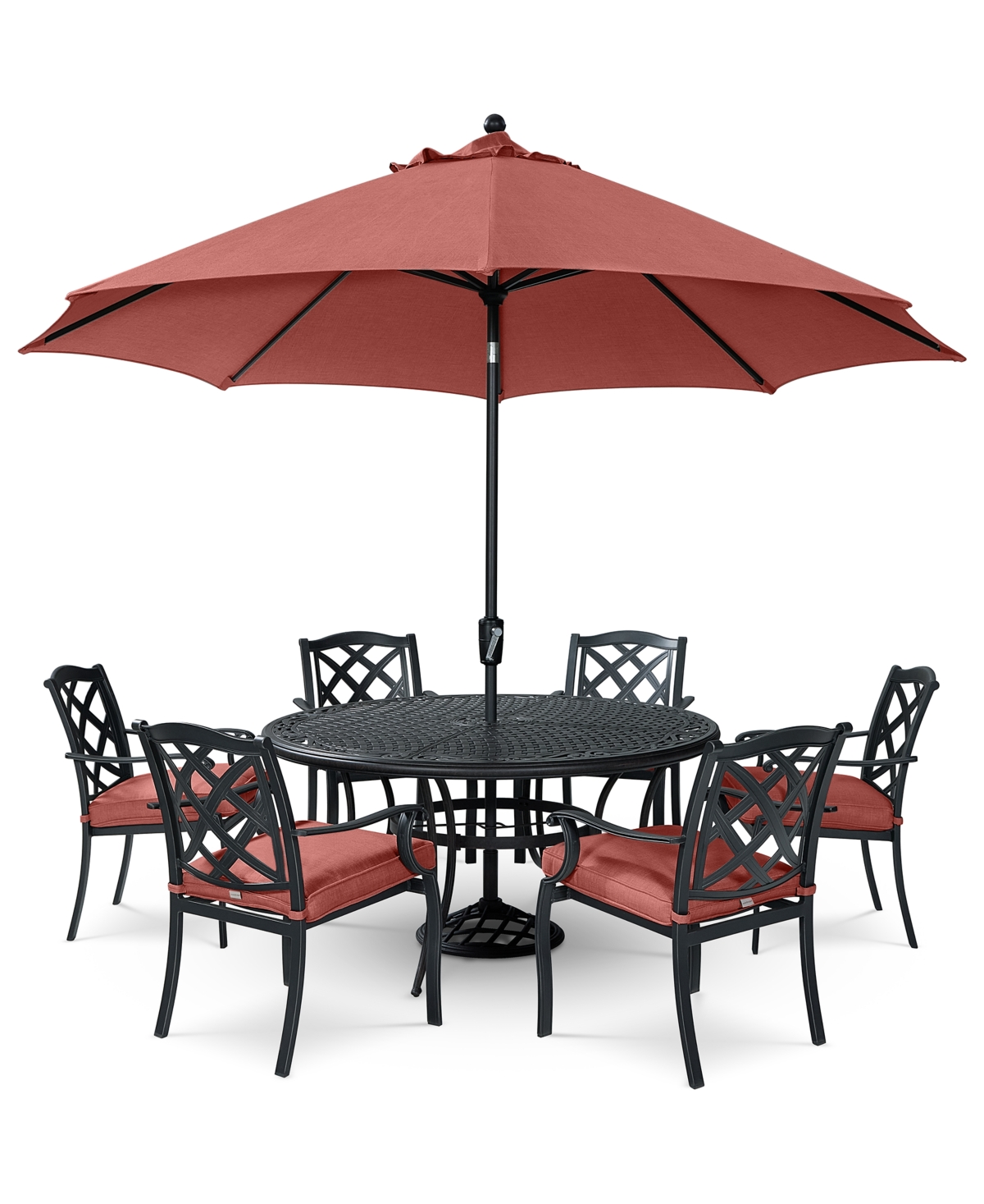 Agio Wythburn Outdoor Dining 7pc Set (60" Round Table & 6 Lattice Dining Chairs)