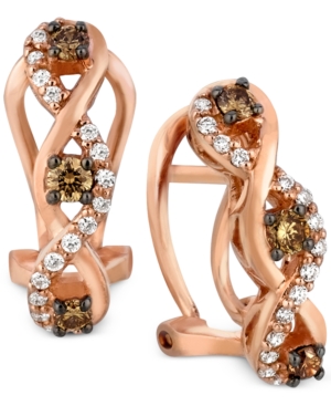 image of Le Vian Chocolatier Diamond Swirl Cluster Hinged Earrings (3/8 ct. t.w.) in 14k Rose Gold