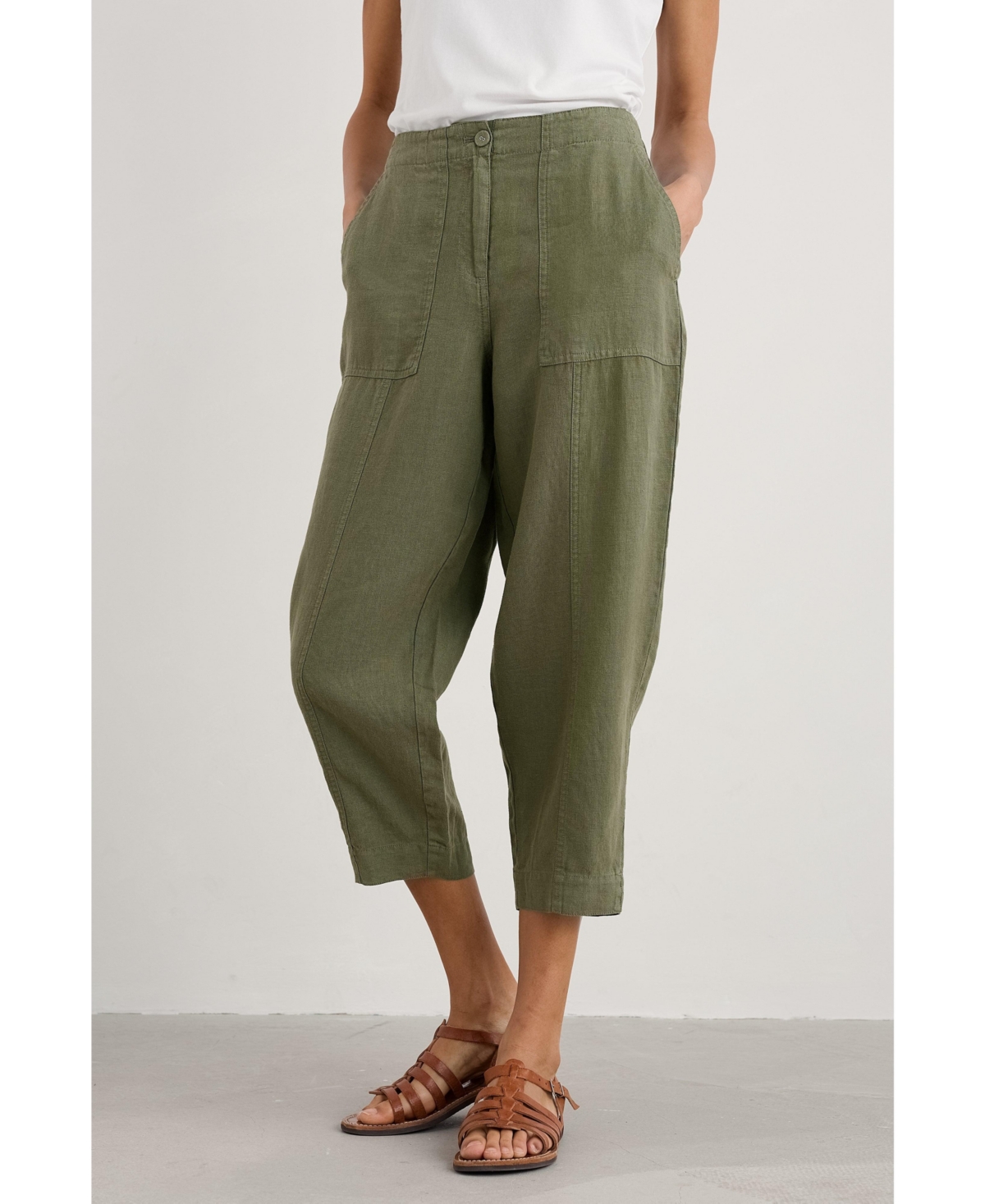 Women's Saltings Cropped Capri Pants - Light olive