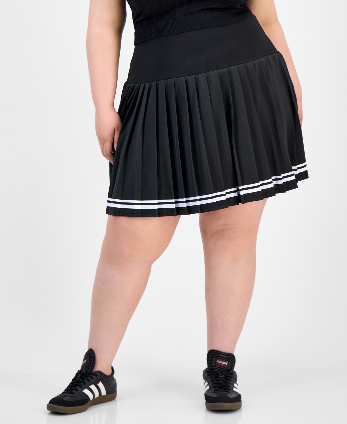 Trendy Plus Size Pleated Pull-On Skort - Bright White