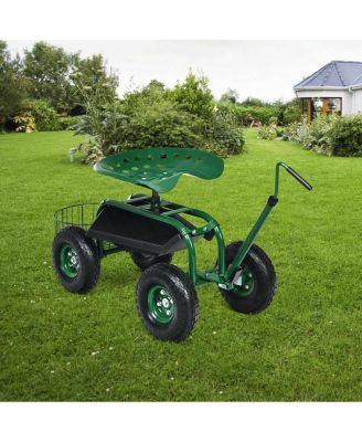Extendable Handle Garden Cart Rolling Wagon Scooter