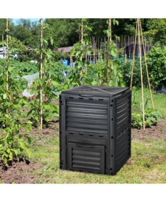 23.5" x 23" x 32" 80-Gallon Outdoor Composter with Large Openable Lid and Bottom Exit Door