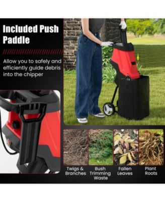 15-AMP Electric Wood Chipper and Shredder Leaf Mulcher with Wheels