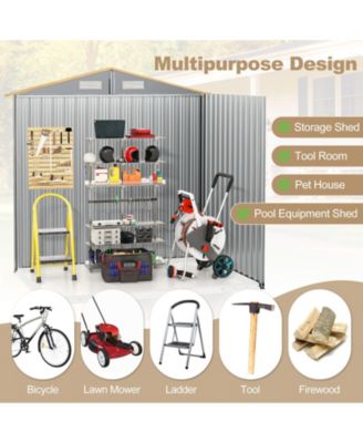 Lockable Sliding Doors 6 x 4 Feet Galvanized Steel Storage Shed