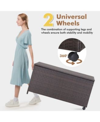 Wicker Outdoor Storage Box with Zippered Liner