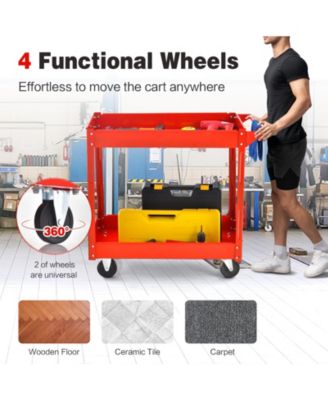 Heavy-Duty Metal Frame 2-Tier Utility Cart with Handle