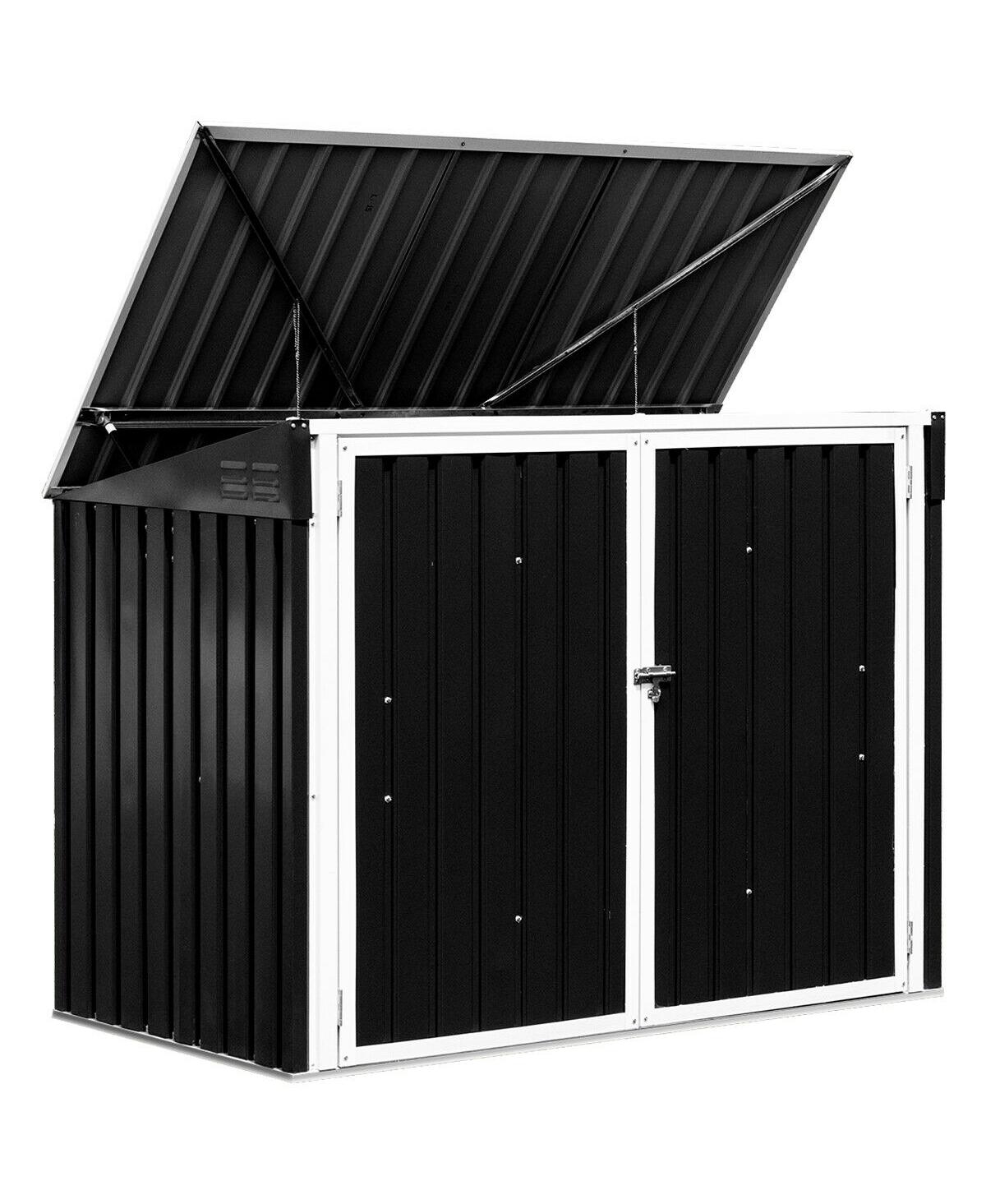 Horizontal Storage Shed 68 Cubic Feet for Garbage Cans - Black
