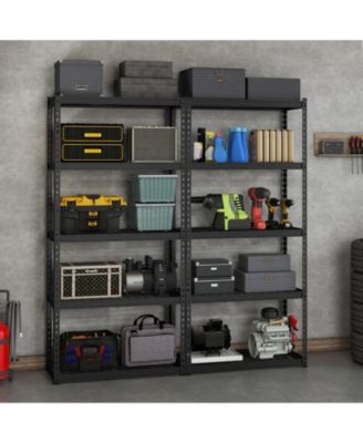 5-Tier Metal Shelving Unit with Anti-slip Foot Pad Height Adjustable Shelves for Garage