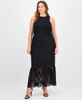 【海外限定】AdriannaPapell ドレス☆Adrianna by Shadow Stripe ADRIANNA X ADRIANNA PAPELL Shadow stripe midi dress | Harvey