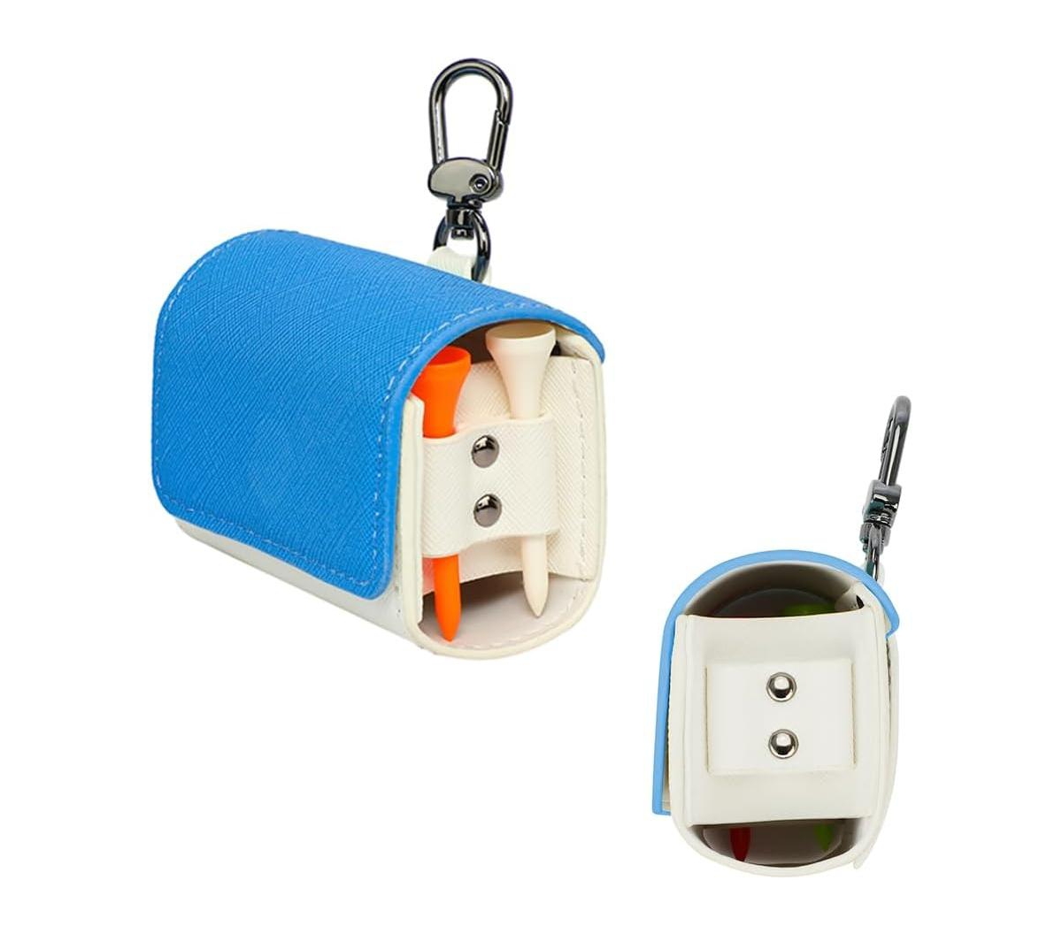 Golf Ball Bag Pouch Golf Ball Waist Bagwith Tee Storage Carry Practical Portable Premium Pu - Blue