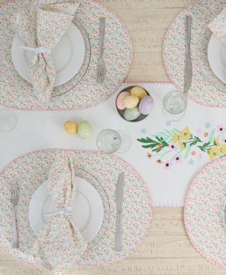 Spring Bunny Printed Cotton Placemats, Set of 4