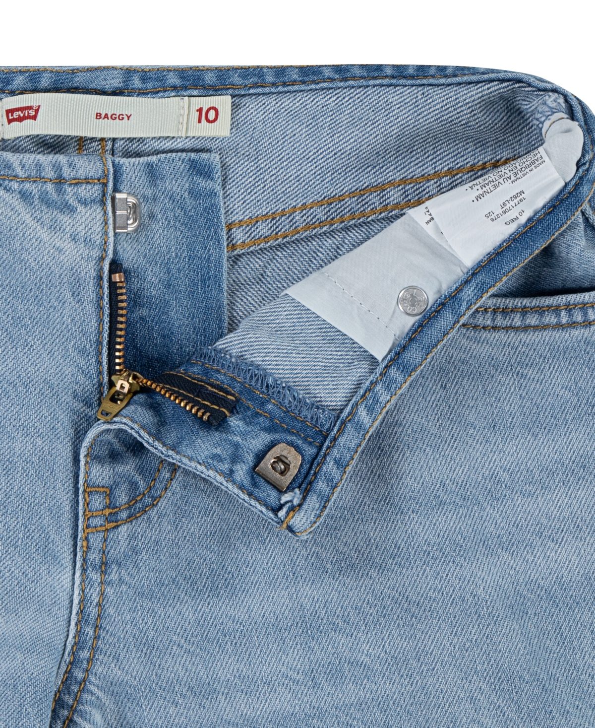LEVI'S BIG GIRLS BELTLESS EMBROIDERED BAGGY JEANS 