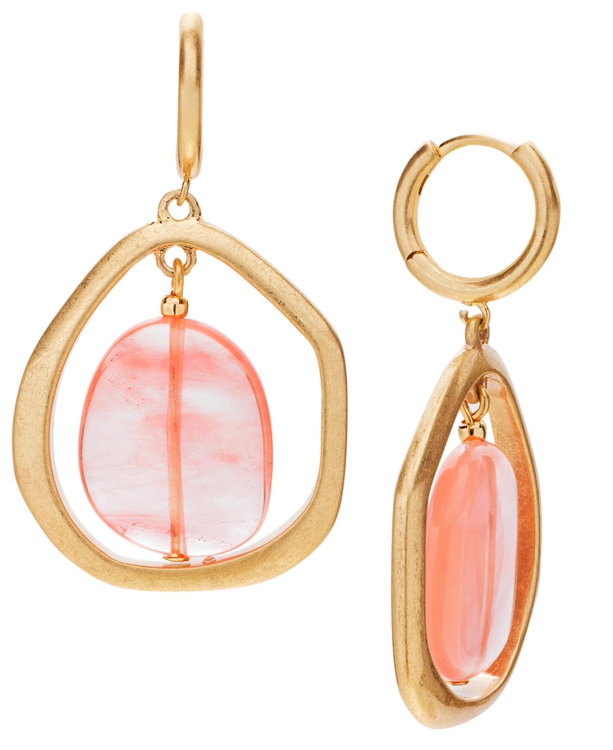 Gold-Tone Stone Orbital Charm Hoop Earrings, Exclusively at Macy's - Coral