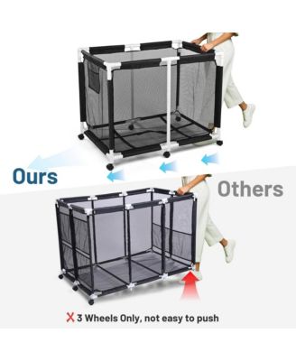 Extra Large Mesh Pool Storage Bin 214 Gallon Noodles Toys Holder 6 Wheels Rolling Cart Black