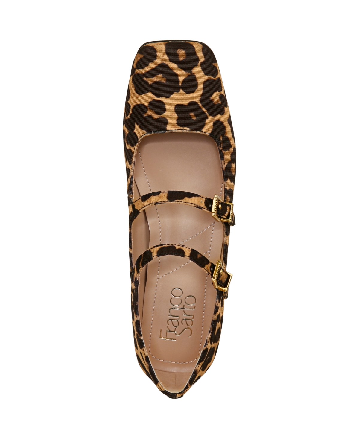 Shop Franco Sarto Women's Tesoro Square Toe Mary Jane Flats In Leopard Print Fabric