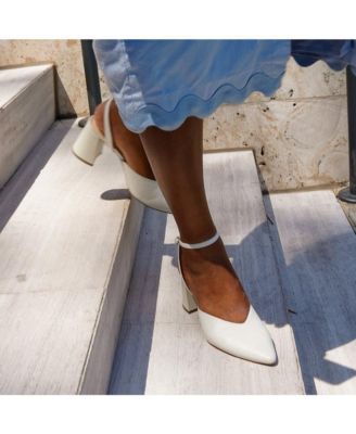 Women's White Marilyn Customizable Bridal V Mules